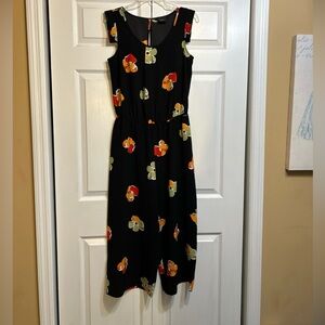 AX Armani Exchange Size 8 Black Floral Sleeveless One-Piece Jumpsuit  Women’s